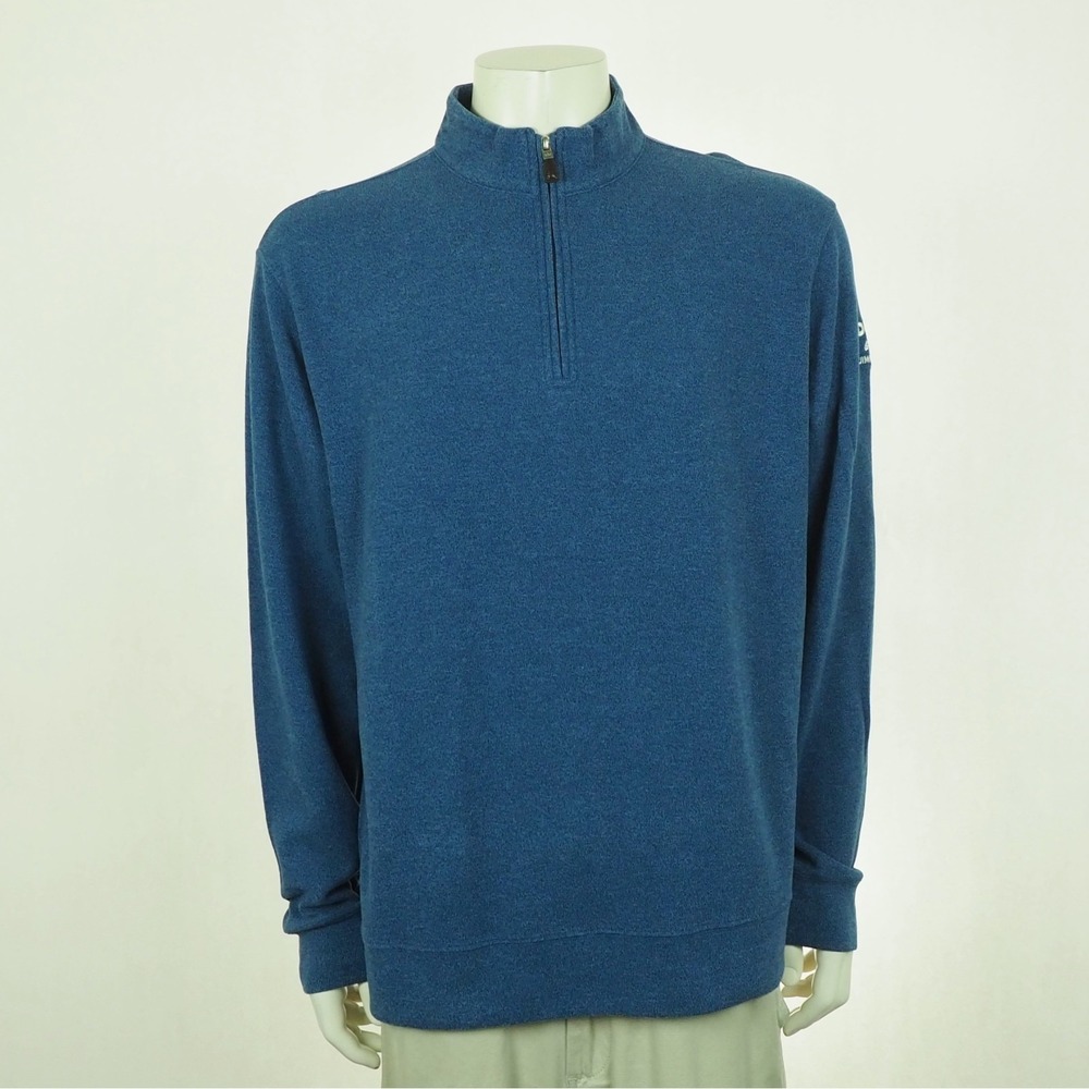 Peter Millar Tri-Blend Melange Quarter Zip Golf Sweater Mens XL Blue Blend Mock